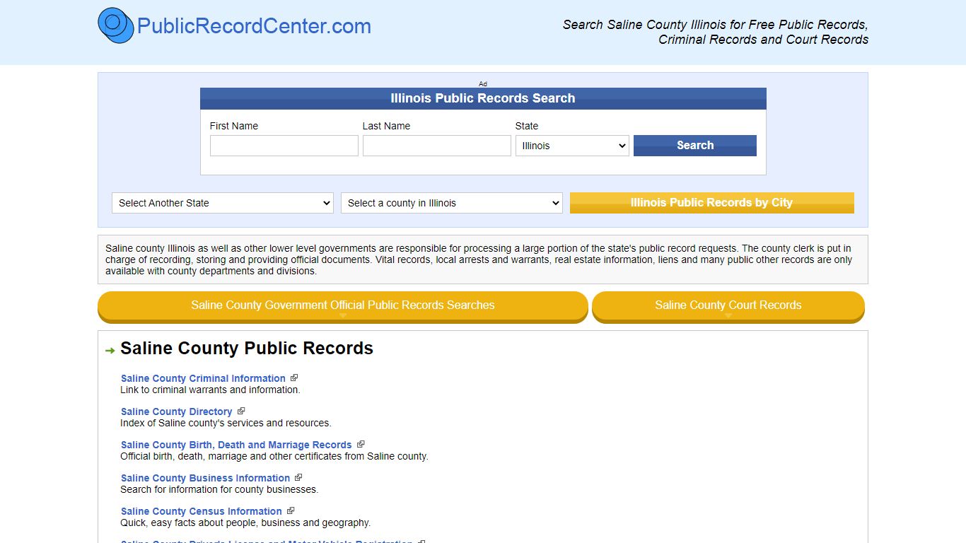 Saline County Illinois Free Public Records - Court Records - Criminal ...